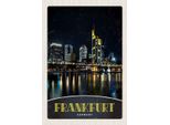 Vianmo Insegna In Legno 30X20 Cm Frankfurt Deutschalnd Nacht BrüCke