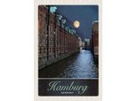Vianmo Insegna In Legno 30X20 Cm Hamburg Deutschland Fluss Nacht Trip