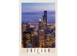 Vianmo Insegna In Legno 30X20 Cm Chicago Amerika Usa Hochhaus Abend