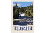 Vianmo Insegna In Legno 30X20 Cm Yellowstone Wasserfall Gebirge Natur