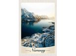 Vianmo Insegna In Legno 30X20 Cm Norwegen Winterzeit Schnee Meer