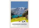 Vianmo Insegna In Legno 30X20 Cm Confoederatio Helvetica Natur