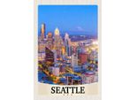 Vianmo Insegna In Legno 30X20 Cm Seattle Usa Amerika Stadt Abend