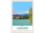 Vianmo Insegna In Legno 30X20 Cm Lugano Schweiz See Ausblick Auf Stadt