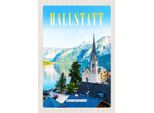 Vianmo Insegna In Legno 30X20 Cm Hallstatt ÖSterreich Berge Kirche
