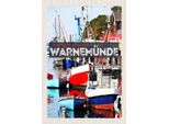 Vianmo Insegna In Legno 30X20 Cm WarnemüNde Ostseebad Schiffe Boot Meer