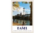 Vianmo Insegna In Legno 30X20 Cm Basel Schweiz Fluss Riesenrad Natur