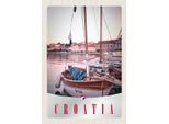 Vianmo Insegna In Legno 30X20 Cm Kroatien Boote Stadt Meer