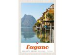 Vianmo Insegna In Legno 30X20 Cm Lugano Schweiz See Ausblick Auf Berg