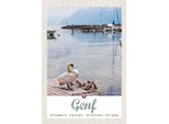 Vianmo Insegna In Legno 30X20 Cm Genf Ente See Boot Natur Berge
