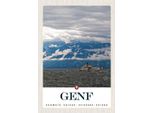 Vianmo Insegna In Legno 30X20 Cm Genf Schweiz Schiffe Gebirge Himmel