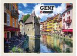 Vianmo Insegna In Legno 30X40 Cm Genf Schweiz Altstadt Fluss