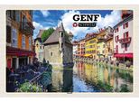 Vianmo Insegna In Legno 20X30 Cm Genf Schweiz Altstadt Fluss