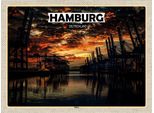 Vianmo Insegna In Legno 30X40 Cm Hamburg Hafen Sonnenuntergang