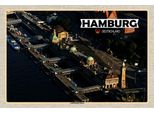 Vianmo Insegna In Legno 20X30 Cm Hamburg Blick Auf LandungsbrüCken