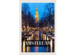Vianmo Insegna In Legno 18X12 Cm Retro Amsterdam Munt Tower Nacht