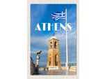 Vianmo Insegna In Legno 18X12 Cm Athens Greece Flagge Akropolis