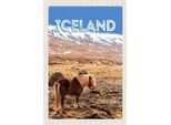 Vianmo Insegna In Legno 18X12 Cm Iceland Pony Icelandic Horse Geschenk