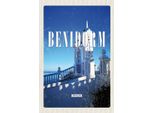 Vianmo Insegna In Legno 18X12 Cm Retro Benidorm Spain Spanien Badeort