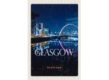 Vianmo Insegna In Legno 18X12 Cm Glasgow Scotland Retro Hafenstadt