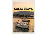 Vianmo Insegna In Legno 18X12 Cm Costa Brava Spain Sonnenuntergang Meer