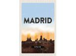 Vianmo Insegna In Legno 18X12 Cm Madrid Spain Retro Malerisches Bild