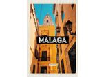 Vianmo Insegna In Legno 18X12 Cm Malaga Spain Altstadt Retro Geschenk
