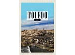 Vianmo Insegna In Legno 18X12 Cm Toledo Spain Panorama Stadt