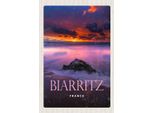 Vianmo Insegna In Legno 18X12 Cm Biarritz France Sonnenuntergang