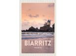 Vianmo Insegna In Legno 18X12 Cm Biarritz France Sonnenuntergang