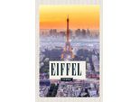 Vianmo Insegna In Legno 18X12 Cm Eiffel Tower Sonnenuntergang Stadt