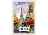 Vianmo Insegna In Legno 18X12 Cm Eiffel Tower Malerisches Bild Kunst