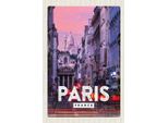Vianmo Insegna In Legno 18X12 Cm Paris Panorama Sonnenuntergang