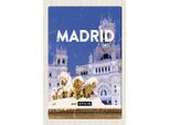 Vianmo Insegna In Legno 18X12 Cm Madrid Spanien Winter Nacht Trip