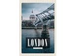 Vianmo Insegna In Legno 18X12 Cm London Uk JahrtausendbrüCke Aussicht