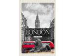 Vianmo Insegna In Legno 18X12 Cm London England Big-Ben Schwarz Weiß