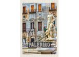 Vianmo Insegna In Legno 18X12 Cm Palermo Italien Skulptur Altstadt