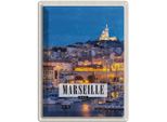 Vianmo Insegna Di Latta 40X30 Cm Retro Marseille France Panorama Nacht
