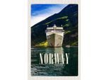 Vianmo Insegna In Legno 18X12 Cm Norwegen Yacht Gebirge Meer