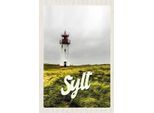Vianmo Insegna In Legno 18X12 Cm Sylt Strand Leuchtturm Wiese