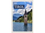 Vianmo Insegna In Legno 18X12 Cm Tirol ÖSterreich Kirchturm Im Wasser
