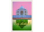 Vianmo Insegna In Legno 18X12 Cm Indien Asien Taj Mahal Agra Yamuna