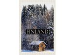 Vianmo Insegna In Legno 18X12 Cm Finnland Haus Schnee Wald Winterzeit