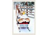 Vianmo Insegna In Legno 18X12 Cm Finnland Schnee Kind Hirsch Schlitten