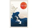Vianmo Insegna In Legno 18X12 Cm Japan Asien Wellen Meer Flut