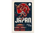 Vianmo Insegna In Legno 18X12 Cm Japan Asien Architektur Drachen Trip