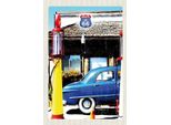 Vianmo Insegna In Legno 18X12 Cm Amerika Chicago Route 66 Tankstelle