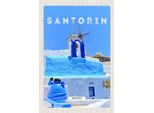 Vianmo Insegna In Legno 18X12 Cm Santorini Greece Griechenland Blau