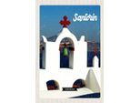 Vianmo Insegna In Legno 18X12 Cm Santorini Greece Meer Weiß Blau