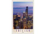Vianmo Insegna In Legno 18X12 Cm Chicago Amerika Usa Hochhaus Abend